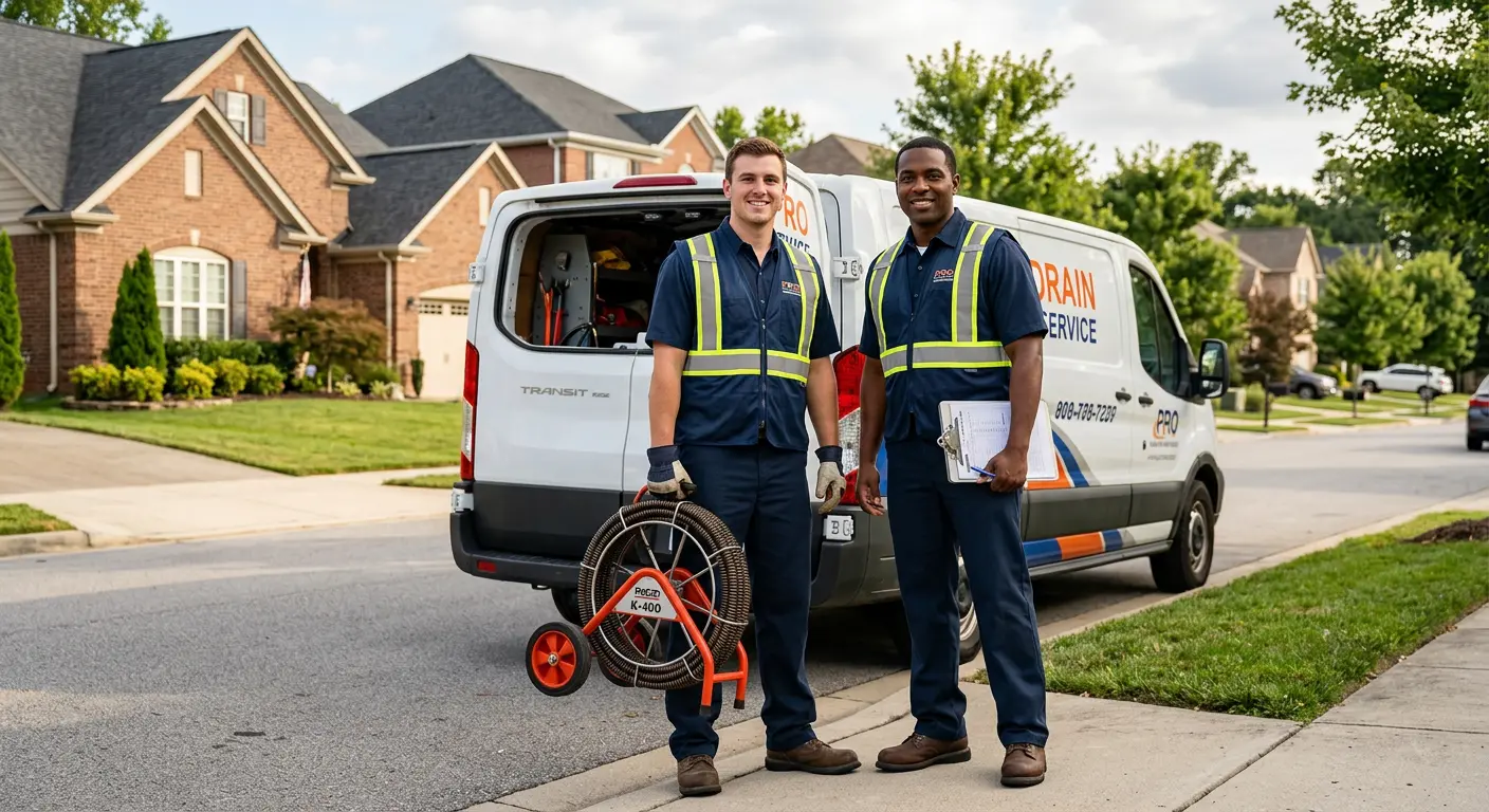 Sewer and drain service team with equipment ready for work in North Miami Beach