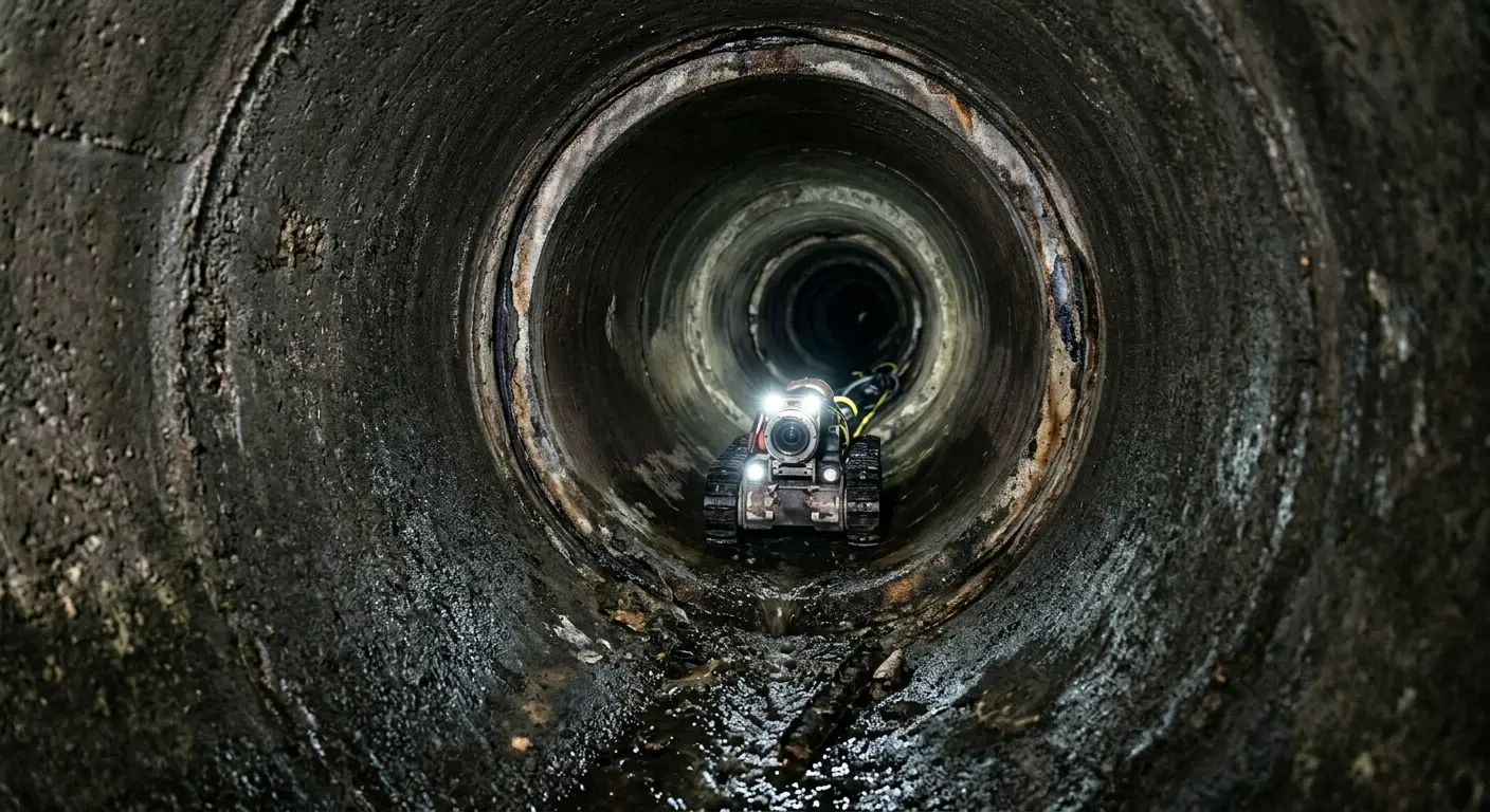 Robotic sewer camera inspecting pipe interior for Drain Snake Service in North Miami Beach